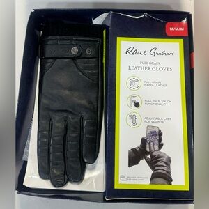 Robert Graham Full-Grain Leather Gloves - Black New M